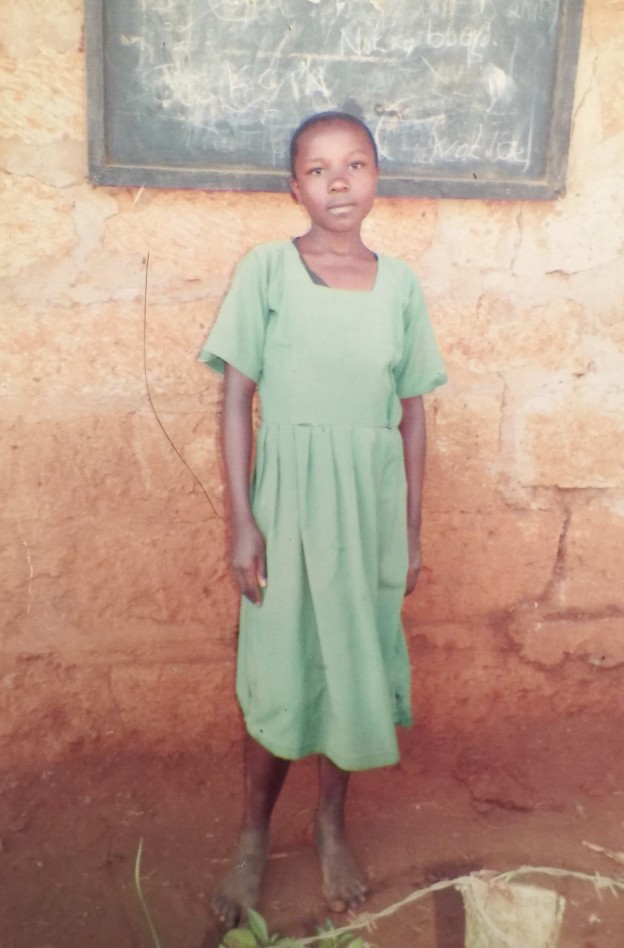 this is Pamela; she is in 5th grade.  She is an orphan.  People in the impoverished community contributed money until they could make her a dress.  Thanks to my Synagogue, Pamela is sponsored and can now go to school.